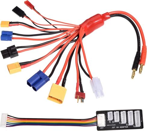 سلك مقسم محول شاحن بطارية ليبو RC مع لوحة توازن الشحن 2-6S، كابل تحويل الأخطبوط 10 في 1 إلى كابل توصيل XT60H لـ TRX، T-Plug، Tamiya، Futaba، JST، XT90، XT60، XT30، EC3، EC5 in Saudi Arabia