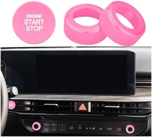 for Kia Carnival/Carnival Hybrid/K5/Niro/Sorento/Sportage Interior Package, Push-Button Start, air Conditioning Control knob Cover, 3-Piece Set (Pink) in Saudi Arabia