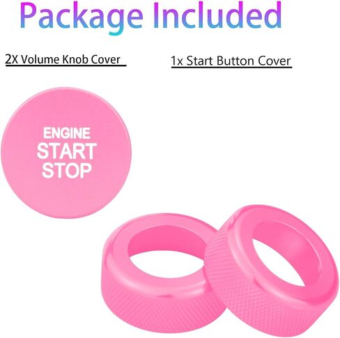 for Kia Carnival/Carnival Hybrid/K5/Niro/Sorento/Sportage Interior Package, Push-Button Start, air Conditioning Control knob Cover, 3-Piece Set (Pink) in Saudi Arabia