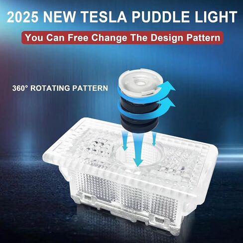 أضواء البركة متوافقة مع طراز Tesla Y/3/X/S 2025 المحدث بنمط دوار 360 درجة OEM أضواء باب السيارة شعار جهاز عرض فائق السطوع ترحيب ضوء ثلاثي الأبعاد ملحقات ضوء شبح الليزر (4 عبوات باللون الأحمر) in Saudi Arabia