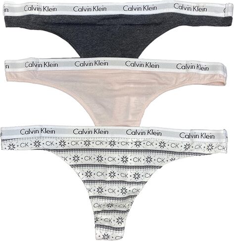 Calvin Klein Underwear Women's Carousel Thong Pack, Lime/White/Grey Heather-925, XS in Saudi Arabia
