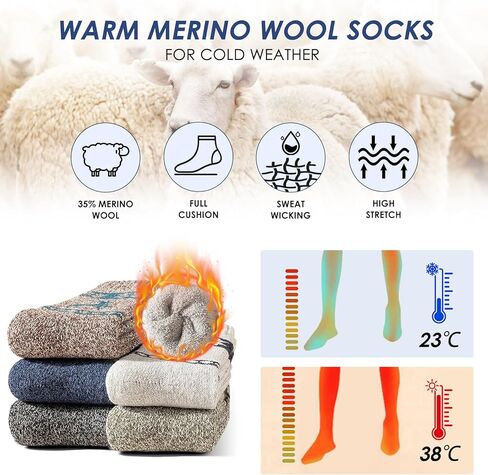 جوارب طويلة للركبة للنساء، جوارب طويلة / جوارب طويلة جوارب حرارية قطنية للتنزه سيرًا على الأقدام والتزلج وهدايا الشتاء - 4 أزواج in Kuwait