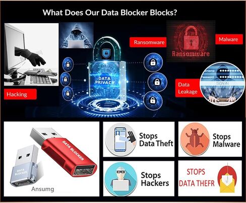 4rd Gen Data Blocker (2-Pack)-USB C Data Blocker, Type-C Charger, for iPhone 12 & Any USB C Mobile Phone Charging ,Protect Against Juice Jacking, Hack Proof 100% Guaranteed, USB- Data Blocker in Kuwait
