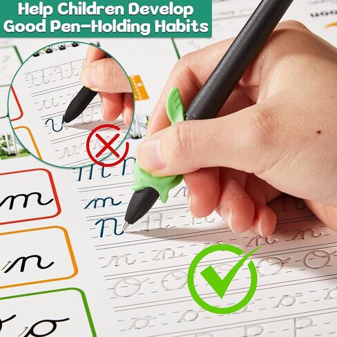 chiazllta 4 Pack Grooved Cursive Handwriting Practice Kit with Disappearing Ink Pens Magic Reusable Grooved Cursive Writing Workbooks Copybook for Beginners Kids (Words&Sentence&Reading&Letters) in Saudi Arabia