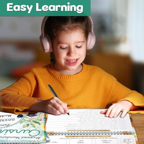 chiazllta 4 Pack Grooved Cursive Handwriting Practice Kit with Disappearing Ink Pens Magic Reusable Grooved Cursive Writing Workbooks Copybook for Beginners Kids (Words&Sentence&Reading&Letters) in Saudi Arabia