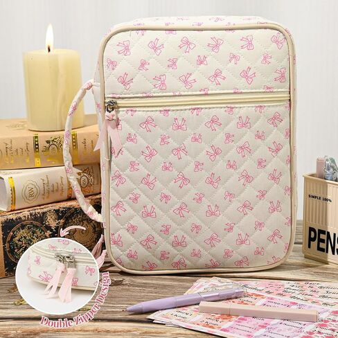 Aileam Bible Cover Case for Women: Bible Study Supplies Kit with Bible Highlighters, Christian Gifts for Women - Pink Bow, Cotton, Solid in Saudi Arabia