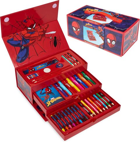 أقلام تلوين مارفل سبايدرمان، لوازم فنية للأطفال، مجموعة أقلام تلوين، قرطاسية للفتيات، أقلام رسم، لوازم حقيبة سفر مع أقلام تلوين، فنون وحرف يدوية للأطفال من سن 4 إلى 12 (أحمر) in Kuwait