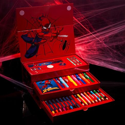 أقلام تلوين مارفل سبايدرمان، لوازم فنية للأطفال، مجموعة أقلام تلوين، قرطاسية للفتيات، أقلام رسم، لوازم حقيبة سفر مع أقلام تلوين، فنون وحرف يدوية للأطفال من سن 4 إلى 12 (أحمر) in Kuwait