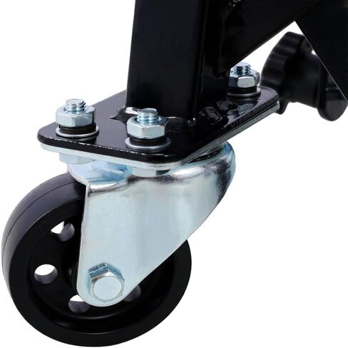 طاولة رفع هيدروليكية للدراجات النارية، رافعة مقصية بسعة 300 رطل مع سطح مطاطي عريض، دواسة تعمل بالقدم، خطافات J و4 عجلات، حامل دراجة نارية ودراجة ترابية للصيانة والتخزين (أسود) in Kuwait