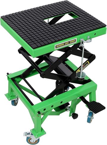 رافعة هيدروليكية مقصية للدراجات النارية، طاولة رفع تعمل بالقدم بسعة 350 رطلًا مع سطح مطاطي عريض، وخطافات J و4 عجلات، وحامل دراجة نارية ودراجة ترابية للصيانة، وATV والدراجات الصغيرة - أخضر in Kuwait