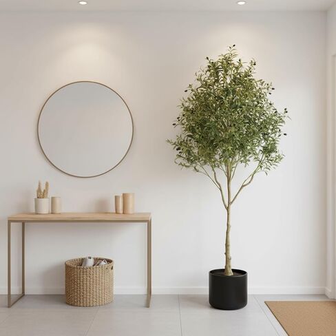 شجرة زيتون صناعية بطول 7 أقدام نبات شجرة زيتون للأرضية الداخلية مع 2239 ورقة نبات اصطناعي كبير كبير نبات زيتون صناعي لغرفة النوم وغرفة المعيشة والفناء والمكتب in Kuwait