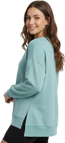 AURUZA Crewneck Sweatshirt for Women Long Sleeve Sweatshirt Drop slit sweatshirt in Saudi Arabia