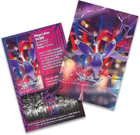 Pokémon TCG: علبة Mega Heroes Mini Tin – Mega Latias (ملصق واحد، وبطاقة فنية واحدة، و2 حزم معززة) in Kuwait