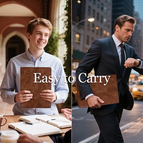 محفظة كالفيندر ذات 3 حلقات مع سحاب، حافظة جلدية للرجال والنساء، منظم محفظة الأعمال مع حامل الكمبيوتر اللوحي/المستندات، حافظة جلدية للمقابلة/المكتب، هدية للرجال in Kuwait