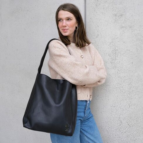 Berliner Bags Shopper Atlanta Leather Women's Bag Large Shoulder Bag Hobo Bag Shoulder Bag Tote Black, black, Minimal in Kuwait