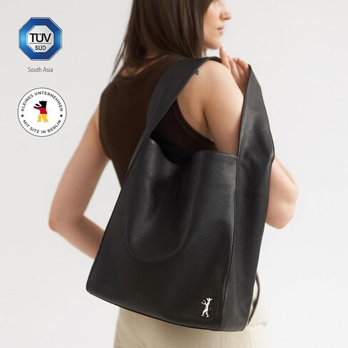 Berliner Bags Shopper Atlanta Leather Women's Bag Large Shoulder Bag Hobo Bag Shoulder Bag Tote Black, black, Minimal in Kuwait