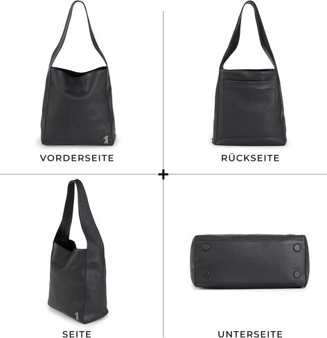 Berliner Bags Shopper Atlanta Leather Women's Bag Large Shoulder Bag Hobo Bag Shoulder Bag Tote Black, black, Minimal in Kuwait