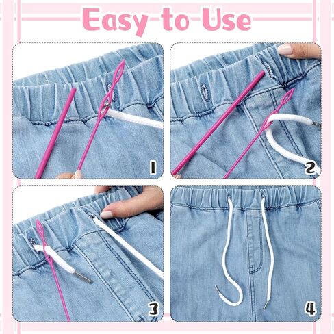 4 PCS Drawstring Cord, Replacement Drawstring for Sweatpants White Drawstrings Threader Pants Cord Elastic Hoodie String Replacement with Easy Threader Tool for Pants Jackets Trunks Coat in Kuwait