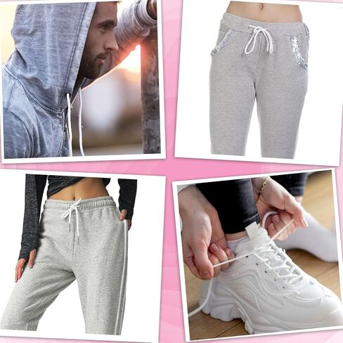 4 PCS Drawstring Cord, Replacement Drawstring for Sweatpants White Drawstrings Threader Pants Cord Elastic Hoodie String Replacement with Easy Threader Tool for Pants Jackets Trunks Coat in Kuwait