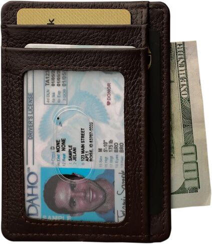 محفظة KARAKORAM من الجلد الفاخر العمودي بجيب أمامي نحيف للرجال | RFID حجب حامل بطاقة الائتمان للنساء | مع فتحات الوصول السريع للبطاقات والهويات (أسود غامق) in Kuwait