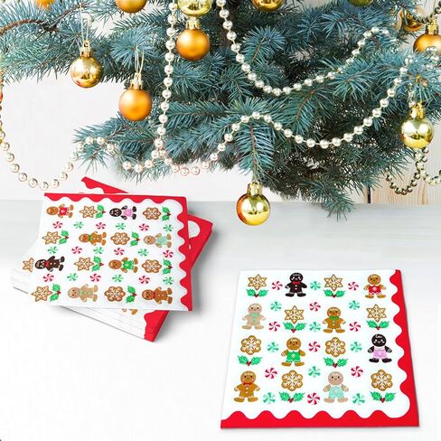 Christmas Snowflake Paper Napkins, Party Napkins 80 Pieces White Disposable Dinner Paper Napkins for Xmas Party Table Decorations in Kuwait