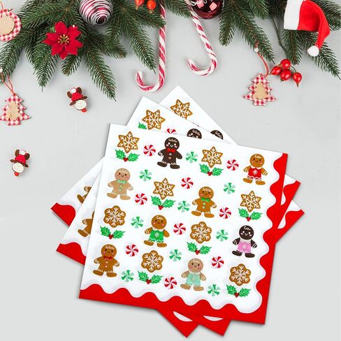 Christmas Snowflake Paper Napkins, Party Napkins 80 Pieces White Disposable Dinner Paper Napkins for Xmas Party Table Decorations in Kuwait