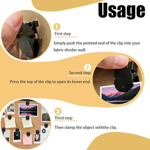 15 PCS Cubicle Clips Black Plastic Cubicle Accessories Hooks for Fabric Walls Panels Wall Clips for Hanging Office Notes Photos Frame Memos Accessories Decor in Kuwait