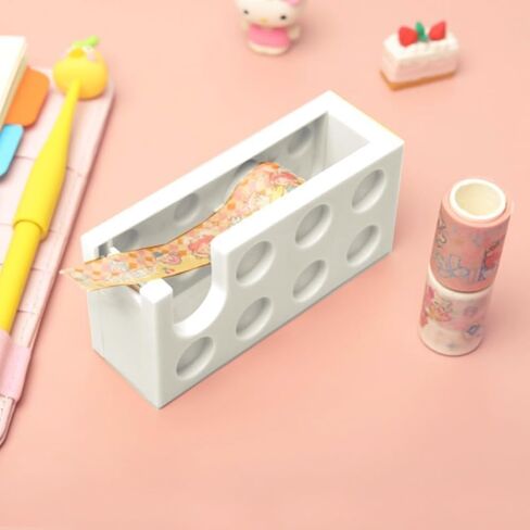 Desktop Tape Dispenser Cute Desk Tape Holder for School Office Study Room Building Block Shape (Yellow) in Saudi Arabia