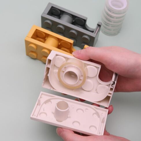 Desktop Tape Dispenser Cute Desk Tape Holder for School Office Study Room Building Block Shape (Yellow) in Saudi Arabia