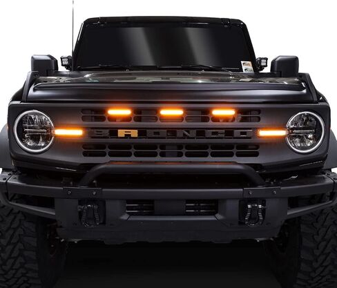 IAG I-Line 3PC Amber Grill LED Light Kit w/Plug & Play Harness for Ford Bronco 2021+ (Base/Black Diamond Models Only) in Saudi Arabia