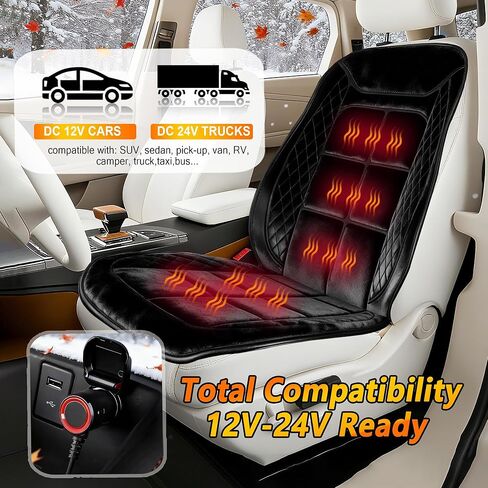 Soft Plush Seat Cushion, Comfortable Seat Cover with Full Back Support, Universal Fit Car SUV Truck RV Van (Black) in Kuwait