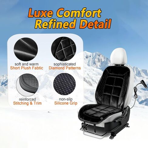 Soft Plush Seat Cushion, Comfortable Seat Cover with Full Back Support, Universal Fit Car SUV Truck RV Van (Black) in Kuwait