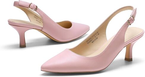 DREAM PAIRS Women's Kitten Slingback Heels Pumps | Closed Pointed Toe Low Heels Sexy Casual Dress Shoes for Party Wedding Office Work and Shopping in Saudi Arabia