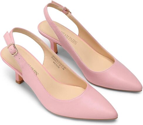 DREAM PAIRS Women's Kitten Slingback Heels Pumps | Closed Pointed Toe Low Heels Sexy Casual Dress Shoes for Party Wedding Office Work and Shopping in Saudi Arabia