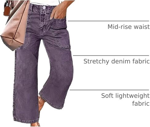 بنطال جينز فلامينجالز بأرجل مستقيمة للنساء 2023 بنطال كاجوال بحاشية خام متوسطة الخصر in Kuwait