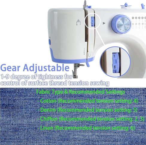 ماكينة خياطة مزودة بـ 12 غرزة مدمجة وسرعتين (سرعات عالية ومنخفضة) للمبتدئين مع مجموعة ملحقات، مع دواسة قدم، وإضاءة LED in Kuwait