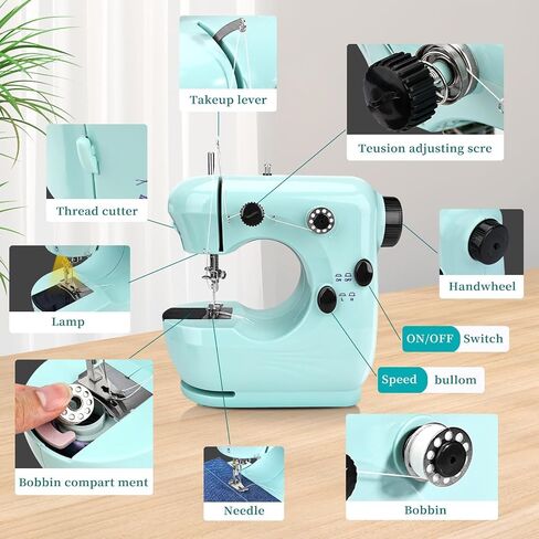 Mini Sewing Machine for Beginners Portable:Pink Small Sewing Machines for Kids Easy Use with Sew Kits in Saudi Arabia