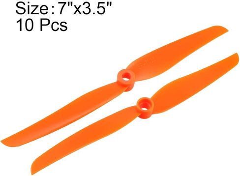 مراوح Uxcell RC CW 9050 9x5 بوصة 2-ريشة ثابتة الجناح للعبة الطائرة، نايلون برتقالي 10 قطع مع حلقات محول in Saudi Arabia