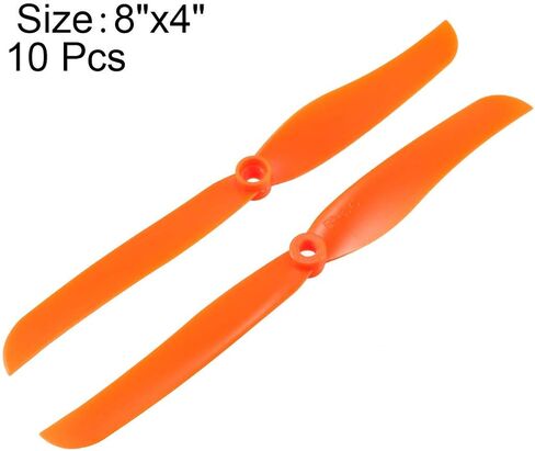 مراوح Uxcell RC CW 9050 9x5 بوصة 2-ريشة ثابتة الجناح للعبة الطائرة، نايلون برتقالي 10 قطع مع حلقات محول in Saudi Arabia