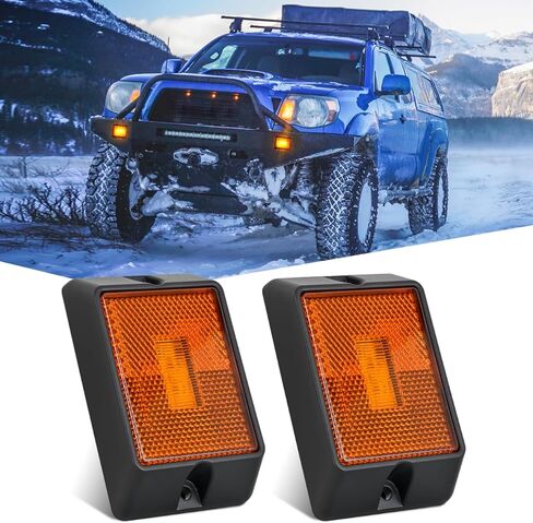 Nilight Side Marker Light 4PCS Square 3LED Red Amber Front Rear Clearance Indicator Lights Reflective Lens Surface Mounted Waterproof for 12V Truck Trailer RV Boat in Kuwait