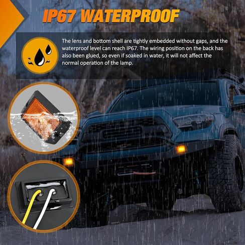 Nilight Side Marker Light 4PCS Square 3LED Red Amber Front Rear Clearance Indicator Lights Reflective Lens Surface Mounted Waterproof for 12V Truck Trailer RV Boat in Kuwait