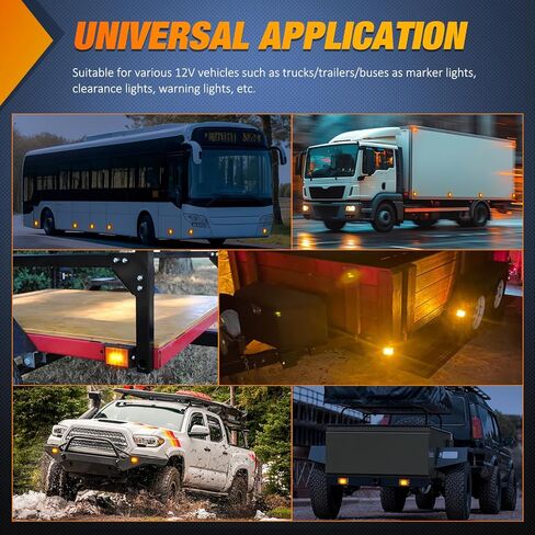 Nilight Side Marker Light 4PCS Square 3LED Red Amber Front Rear Clearance Indicator Lights Reflective Lens Surface Mounted Waterproof for 12V Truck Trailer RV Boat in Kuwait