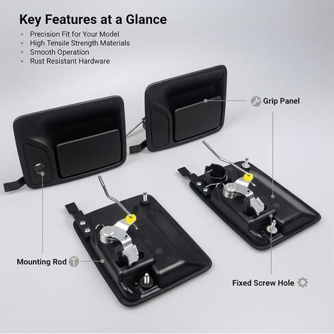 طقم غطاء مقبض الباب الخارجي باللون الأسود، متوافق مع 1999-2016 Ford F250، F350، F450 Super Duty | تتميز بفتحات مفاتيح على الجانبين الأمامي الأيسر والأيمن in Kuwait