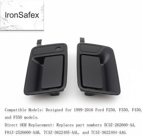 طقم غطاء مقبض الباب الخارجي باللون الأسود، متوافق مع 1999-2016 Ford F250، F350، F450 Super Duty | تتميز بفتحات مفاتيح على الجانبين الأمامي الأيسر والأيمن in Kuwait