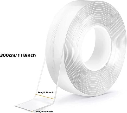 Double Sided Tape Heavy Duty, Nano Double Sided Adhesive Tape, Clear Mounting Tape Picture Hanging Adhesive Strips （9.85FT） 2mm Thickness x 20mm Width in Saudi Arabia