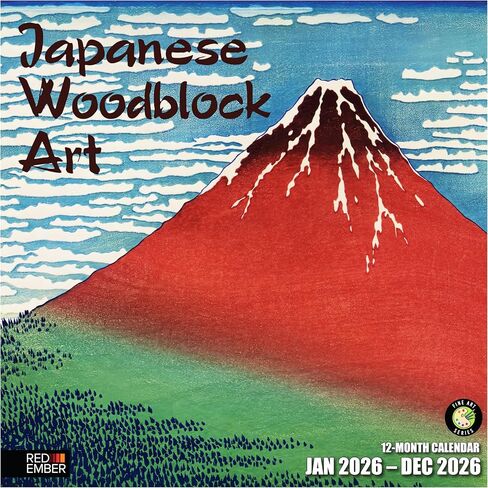 RED EMBER Japanese Woodblock Art 2026 Wall Calendar 12 Month | Thick & Sturdy Paper | Holiday Gift | Art Calendar 2026 in Saudi Arabia