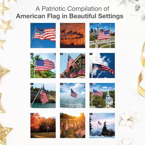 تقويم جداري من RED EMBER God Bless America 2026 لمدة 12 شهرًا | 12 بوصة × 24 بوصة مفتوح | ورق سميك وقوي | هدية | التقويم 2026 in Kuwait