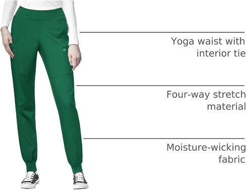WonderWink W123 Women’s Comfort Waist Cargo Jogger Pant — Hunter, X-Large Tall in Saudi Arabia