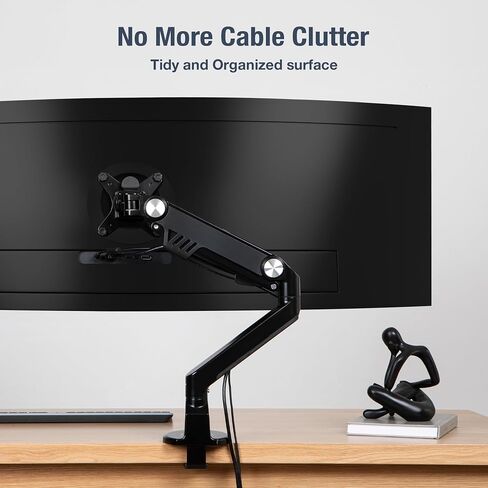 AVLT Single 13"-38" Monitor Arm Desk Mount fits One Flat/Curved/Ultrawide Monitor Full Motion Height Swivel Tilt Rotation Adjustable Monitor Arm - VESA/C-Clamp/Cable Management in Saudi Arabia