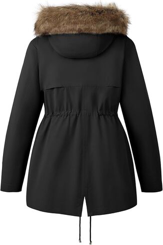 Geschallino Women's Plus Size 3-in-1 Parka Coat Zip Detachable Warm Fleece Lined Outwear with Waist Drawstring (1X-5X) in Kuwait